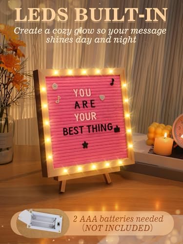 10"×10" Felt Letter Board with LED Lights & Stand, First Day of School Sign - Image 4