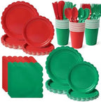 Vyntra 350 Pcs Red and Green Paper Plates and Napkins Party Supplies by PartyTablewareSupplies
