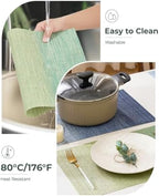 Leetaltree Gradient Green Woven Placemats Set of 24 - Heat Resistant Non-Slip Place mats for Dining Table, Washable Durable PVC Vinyl Woven Table Mats(Gradient Green, 24) - Image 5