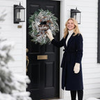 24 Inch Winter Wreaths for Front Door Outside- Pinkpuii Artificial Outdoor Christmas Wreath with Pinecones,White Berries and Welcome Sign,Xmas Holiday Winter Decorations for Home Farmhuse Door Decor - Image 5