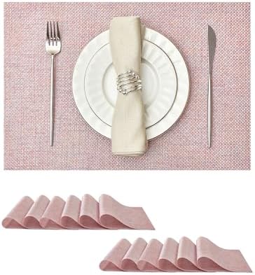 Leetaltree Woven Vinyl Placemats Set of 12,Pink Iridescent by Leetaltree-ArtatEveryTable