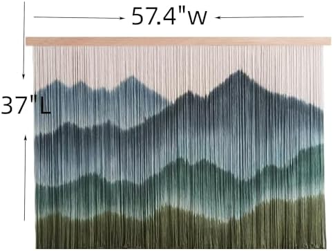 laddawan Extra Large Boho Wall Decor For Bedroom Macrame Wall Hanging Dip-Dyed Tapestry Modern Wooden Home Wall Art For Living room (Green2) - Image 4