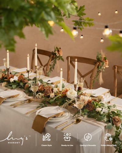 Ling's moment Brown Artificial Flower Garland Wedding Arch 6 FT - Image 4