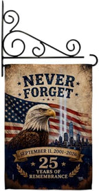 Never Forget 25 Years 9/11 Flag Holder Kit Wall Decor Home Tapestry Poster Patriot Day Decor Memorial Gifts Memorabilia Home Decorations September 11 Garden Remembrance Tribute by Unknown