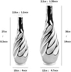 Yundu Ceramic Vase Set of 2, White with Silver, Modern Home Décor, Living Room, Dried Flowers, 14x6x6 inches - Image 5