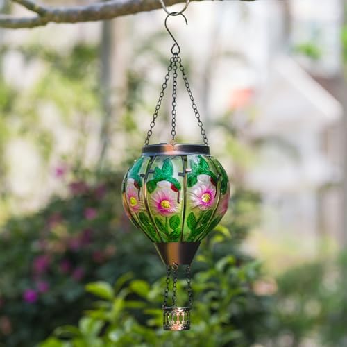 STARSOUL Hummingbird Solar Hot Air Balloon Lantern with Flickering Flame, Hanging Solar Lantern Outdoor Waterproof, Hot Air Balloon Solar Light Decorations for Garden Yard Lawn Porch Porch Backyard - Image 7
