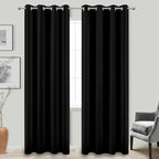 KOUFALL Black Curtains 96 Inches Long for Living Room Bedroom,Window Treatments Heat Blocker Sleep Out Grommet Microfiber Polyester Blackout Room Darkening Curtain Drapes 96 Inches Long 2 Panels Set - Image 3