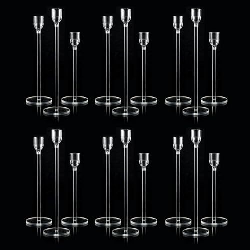 Clear Acrylic Taper Candle Holders Set, Wedding Centerpieces for Table by Vincidern