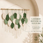 Mnjmhsg Macrame Wall Hanging, Green Boho Leaf Decor, 39 x 29.5 in - Image 3