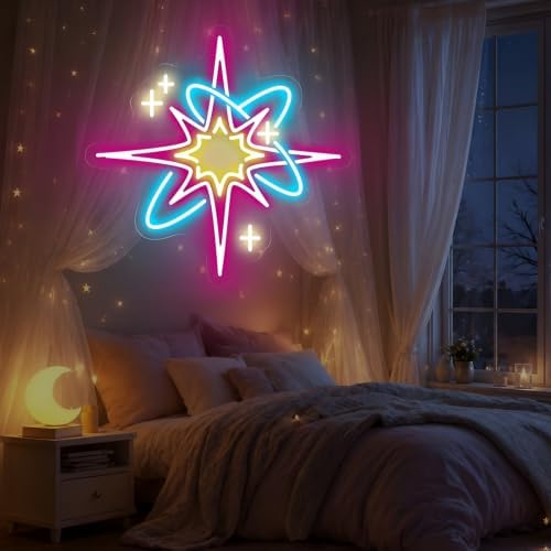 Pink Starburst Neon Sign for Bedroom Living Room, Mid Century Modern Decor - Image 2