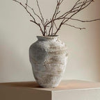 DIF DECO Ceramic Farmhouse Vase Rustic Decor,Pottery Decorative Flower Vases for Home Decor,Boho Vase for Table, Living Room,Bathroom,Shelf,Mantel Decoration,7.7 inch by DIFDECO