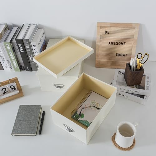 Soul & Lane - White Stacking Storage Boxes with Label Holders, Set of 2 - Image 7