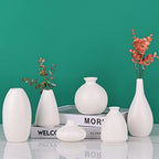 Set of 6 Matte White Small Vases for Flowers, Ceramic Bud Vase Bulk Boho Centerpieces for Tables, Mini Short Vase Modern Bulk Wedding Centerpieces Ikebana Vases for Bridal Shower/House Warming Gift - Image 4