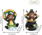 Valery Madelyn St Patricks Day Decorations for Home, 2Pcs Highland Cow Decor with Shamrock Pot of Gold, Irish Resin Leprechaun Figurines St Patricks Day Tiered Tray Decoration Table Centerpiece, 4.5" - Image 3