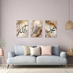 ZXHYWYM Islamic Wall Art 3 Pieces Allah Name Ayatul Kursi Picture Canvas Prints Arabic Calligraphy Paintings Quran Posters Muslim Home Decor Framed(2, (11.00" x 14.00" x 3PCS)) - Image 4