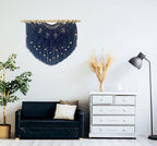 Youngeast Large Macrame Wall Hanging Boho Beaded Curtain for Window Macrame Bedroom Headboard Living Room Wall Art Tassel Tapestry Bohemian Woven Wall Decor 31" W X 25" H (Navy) - Image 4