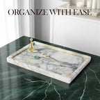 Koville Natural Marble Tray, 12x8“ Coffee Table Vanity/Decorative Tray for Jewerly, Watch, Perfume Candle Storage for Bedroom/Bathroom/Kitchen Countertop - Image 3