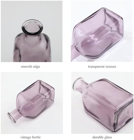 GMWD Glass Flower Vase Set of 6 Purple Clear Bud Vases, 14.5 Oz 8 Oz Apothecary Bottle Vases Decorative for Centerpieces Home Decoration Wedding Reception Table Decor - Image 4