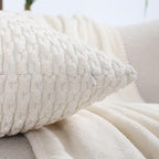 VAKADO Cream White Decorative Throw Pillow Covers Couch Corduroy 26x26 Set of 4 Home Living Room Neutral Rustic Farmhouse Cushion Case Decor Boho Square for Bed Sofa - Image 2