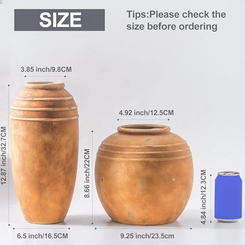 Large Ceramic Flower Vase,12.87 Inch Terracotta Vase for Home Decor - Image 3