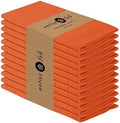 Native Fab Set of 12 Cloth Napkins Hemstitch Corners, 100% Cotton, 18x18 inch, Soft, Absorbent, Washable, Easy Care, Restaurant Hotel Quality - Wedding, Events, Lunch, Dinner Napkins - Orange by NativeFab