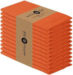 Native Fab Set of 12 Cloth Napkins Hemstitch Corners, 100% Cotton, 18x18 inch, Soft, Absorbent, Washable, Easy Care, Restaurant Hotel Quality - Wedding, Events, Lunch, Dinner Napkins - Orange by NativeFab