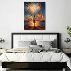 July 4th Patriotic Canvas Wall Art 4th of July USA Decorations Boy Holding American Flag and Dark Night Fireworks Picture Wall Decor Independence Day Home Decor 20x24in - Image 5