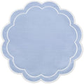 Whaline Dusty Blue Linen Placemats Embroidered Round Scalloped Kitchen Table Mats for Spring Easter Party Home Dining Table Decor, Set of 6, 15 x 15 in by Whaline