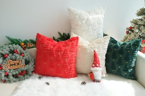 JOJUSIS Decorative Pillow Covers Pack of 4 Throw Pillowcases Faux Fur Couch Cushion (Christmas Tree, 24" x 24" (Pack of 4)) - Image 6