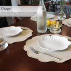 AHHFSMEI Round Faux Linen Placemats Set of 8 Heat Resistant Non-Slip Stain Proof Table Mats for Kitchen Dining Elegant Decor Place Mats (Beige,8) - Image 4
