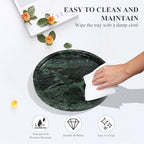 YMXYJM Real Natural Round Marble Tray for Bathroom, Genuine Marble Stone Vanity Tray, Luxury Storage Trays for Kitchen, Vanity, Home Decor, Dresser, Non-Resin/Non-Ceramic, 10"x 1", Green - Image 6