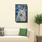 Metal Sign Vintage Tin Sign Samoyed Starry Night Samoyed Frosty Samoyed in Night for Home Winter Retreat and Seasonal Celebrations Rustproof Aluminum 6×8 Inches with Metal Frame - Image 2