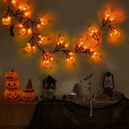 [ 8 Modes & Timer ] 6 Ft 45 LED Halloween Willow Vine Twig Garland Decorations with 15 Pumpkins Orange Lights, Battery Operated Waterproof Halloween Decorations for Home Wall Mantle Fireplace Decor - Image 5