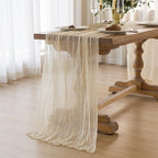 6Pcs Beige Cheesecloth Table Runner 120 Inches for Party Home Decorations - Image 3