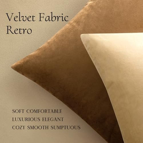 MIULEE 24x24 Inch Pack of 2 Euro Velvet Throw Pillow Covers Khaki - Image 5