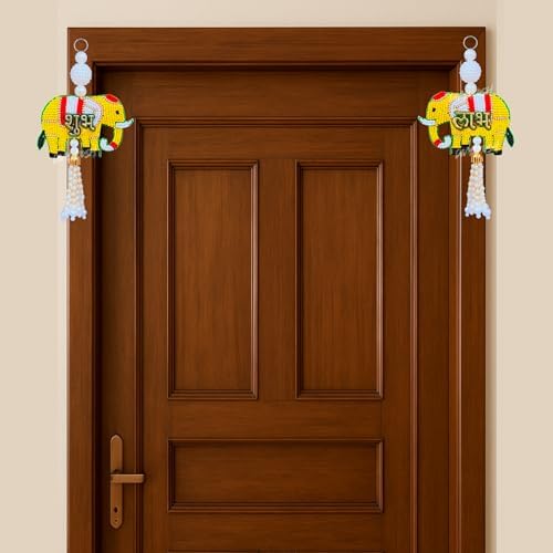 Divyakosh Elephant Shubh Labh Hanging (1 Pair) Diwali Decoration Item | Door Hanging Decorative Items & Diwali Torans for Entrance Door | Deepavali Decora Item| - Image 2