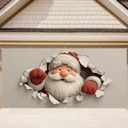 Santa Garage Door Banner 16x7 Ft - Breaking Through Paper Effect for Double Car Garage Fun Holiday Decor by THISFIND