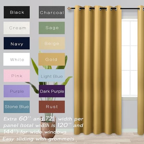 KOUFALL Gold Luxury Blackout Curtains for Living Room,Elegant Livingroom Curtain 84 Inches Long Cortinas Doradas para Sala Elegantes Modernas 2025 - Image 4