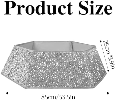 XmasExp Christmas Tree Collar 33.5 inch Sequin Tree Skirt for Christmas Holiday Home Decor Xmas Tree Ring Stand Base Cover Large Size 6 Piece Silvergrey - Image 2