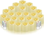 Nimiko Flameless Candles with Remote, Battery Operated Flickering Flameless Candles, LED Candles with Timer 2/4/6/8H, with Realistic LED Candles Set of 24 (D3 x H 3" 4" 5") (Ivory) by Nimiko