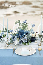 Ling's moment Artificial Wedding Flowers Combo, Dusty Blue & Navy, Grand - Image 2
