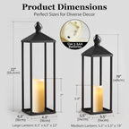 2-Pack Black Metal Candle Lanterns – 22" & 19" Tall Decorative Lanterns - Image 2
