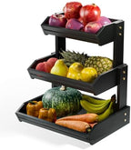 HOLANA Acacia 3 Tier Fruit Basket, Easy Assembly, Versatile Use (Black) by HOLANA