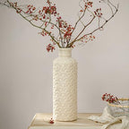 Ceramic Flower Vase, 13.98" Tall Rustic Farmhouse Decorative Vase for Home Decor, Beige Textured Pottery Vase for Pampas Grass, Living Room, Entryway, Mantel, Kitchen Table - Image 4