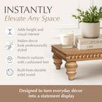 Felt Creative Home Goods Decorative Wood Risers for Decor | Tiered Tray Stand | Farmhouse Beaded Riser Stand for Decor | Wooden Pedestal Stand Large 12x16 Beaded Tray for Kitchen Coffee Bar (Brown) - Image 5
