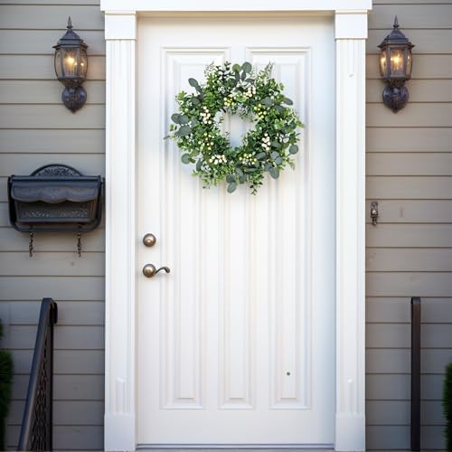 26 Inch Eucalyptus Wreath Spring Summer Wreaths for Front Door, Artificial Large All Seasons Wreaths with for Farmhouse Porch Wall Living Room Home Wedding Decor - Image 2