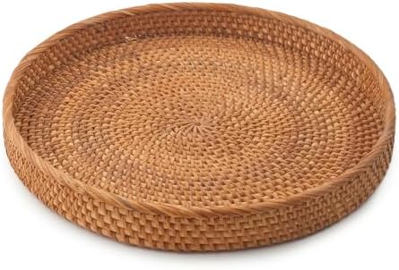 Handwoven Round Rattan Tray 16" (Smoky Brown) by Decvel