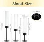 Hewory Black Taper Candle Holders: Candlestick Holders Set of 6 Hurricane Glass Tall Candle Holder for Candlesticks Candle Sticks Holder Decor for Table Centerpiece Wedding Party Christmas Decorations - Image 6