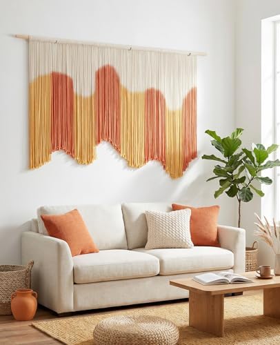 Tempospark Large Macrame Wall Hanging 59" x 39", Handmade Dip-Dyed Macrame Wall Art Tapestry, Boho Wall Hanging for Bedroom Above Bed, Living Room, Apartment, Entryways Decor - Image 3