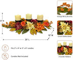 25 Inch Fall 3 Candle Holder Centerpiece with Dahlias and Mums - Image 2